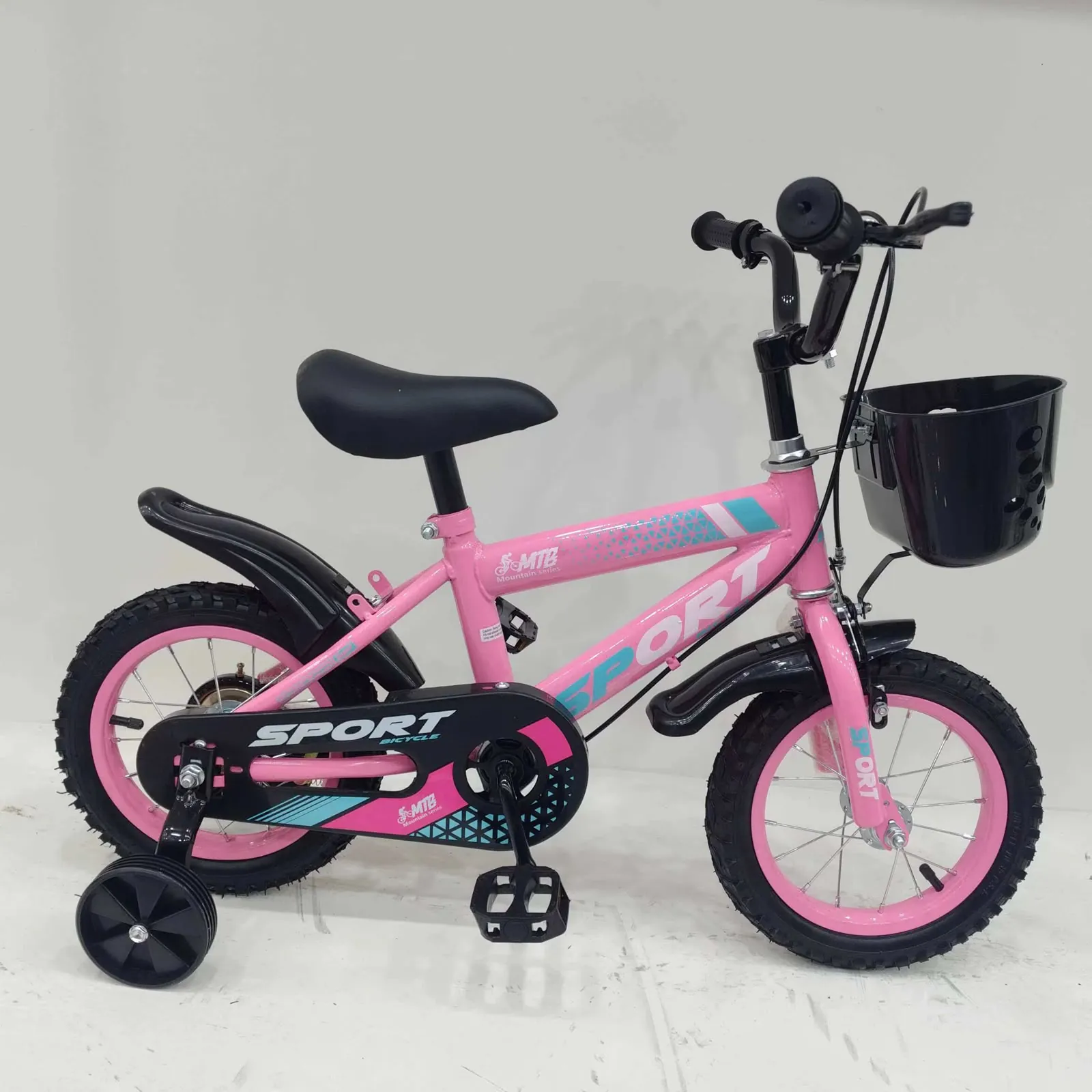 Bicicleta infantil SPORT rosada con rueditas